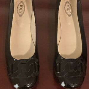 Tod's Glossy Black Flats for Women